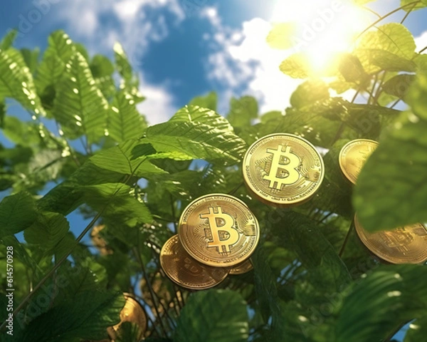 Obraz Growing Bitcoin - Bitcoins growing on a tree.