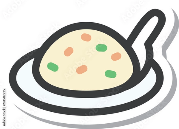 Obraz ミニミニステッカー風飲食物イラスト　チャーハン