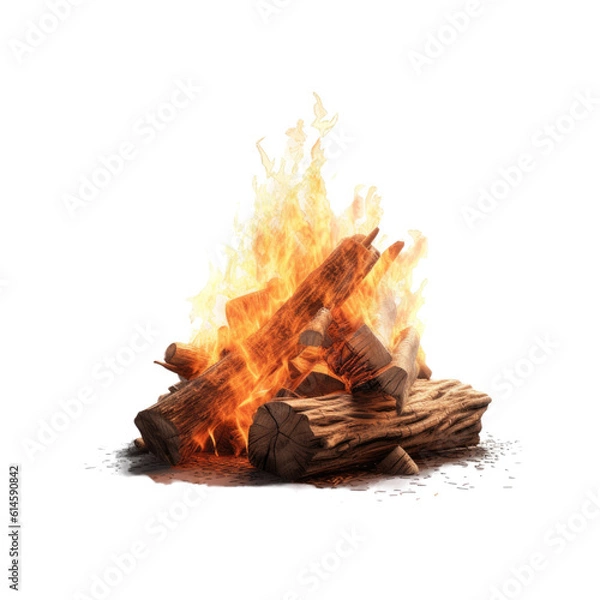 Fototapeta campfire isolated on a transparent background, generative ai