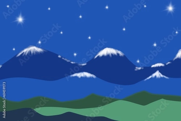 Obraz Nature landscape ,Abstract painting background , Colorful pretty texture drawing by hand. Digital indigo wallpaper.