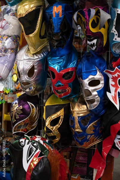 Obraz Colorful "Lucha Libre" Mexican professional wrestling masks, for sale