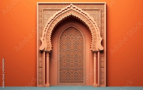 Obraz Arabic, Islamic style wall design with arch and Arabic pattern. 