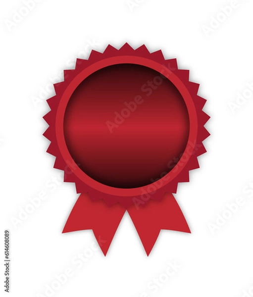 Obraz Blank medal with ribbon, red & black.