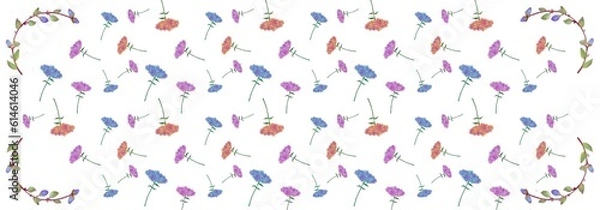 Obraz Floral illustration with frame. Botanical, natural watercolour pattern. 