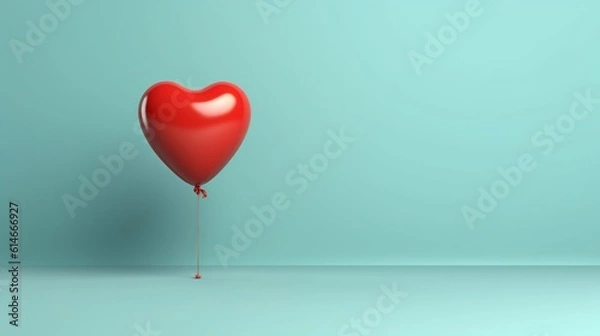 Fototapeta Beautiful banner Heart Valentines Day love image red ball. Background Generative Ai