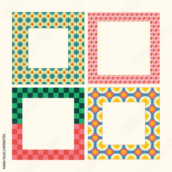 Fototapeta Colorful Retro Pattern Geometric Frame For Instagram