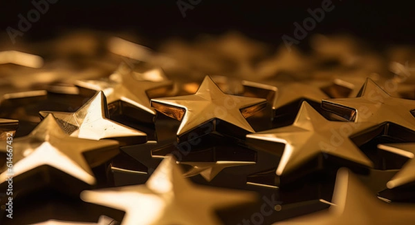 Obraz customers gold stars isolated on a golden background, in the style of vray tracing