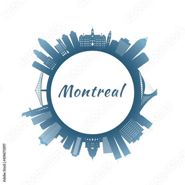 Fototapeta Montreal skyline with colorful buildings. Circular style. Stock vector illustration.