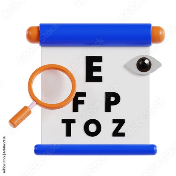 Obraz 3d Eye Chart. icon isolated on white background. 3d rendering illustration