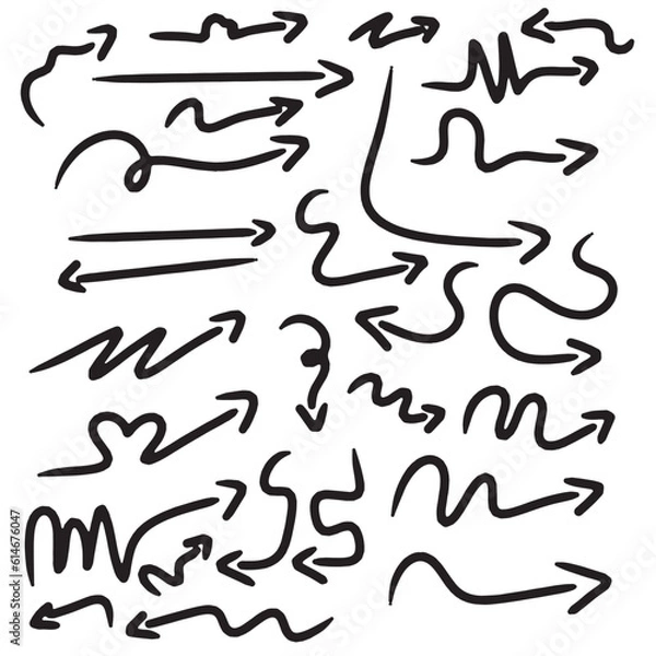 Obraz Hand drawn a grunge set of doodle arrows isolated on white background,vector illustration eps10