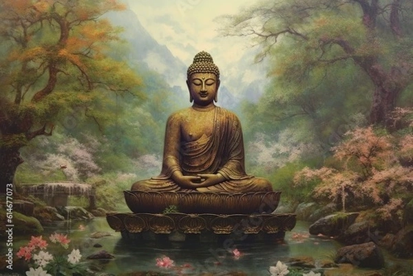 Fototapeta buddha in meditation, generative ai