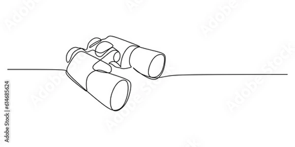 Fototapeta Continuous single one line of Binoculars isolated on white background.