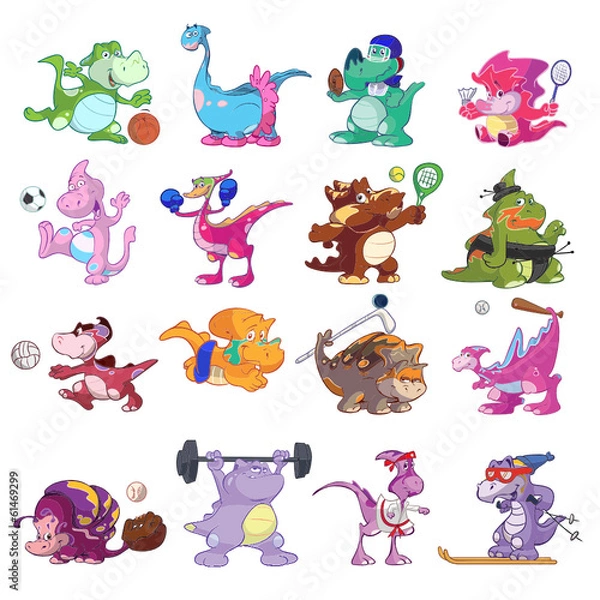 Obraz cute dino sport set