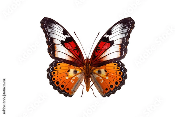 Fototapeta Close-up butterfly isolated on transparent background generative AI.