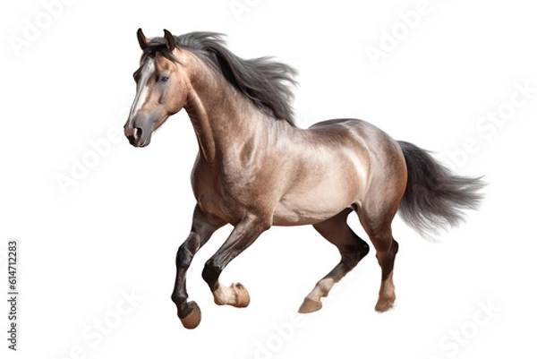 Fototapeta Close up horse isolated on transparent background generative AI.
