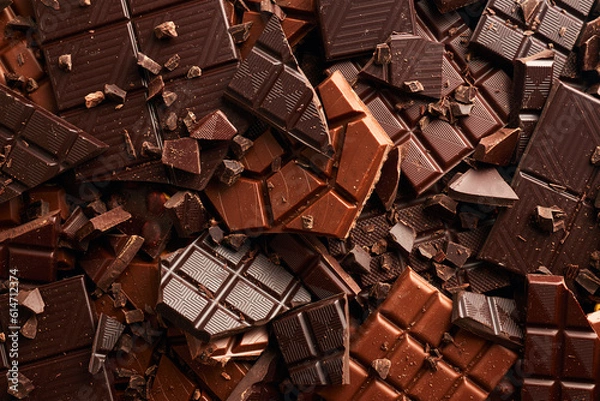 Fototapeta Broken chocolate bar texture background