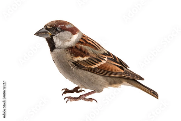 Fototapeta close up sparrow isolated on transparent background generative Ai.