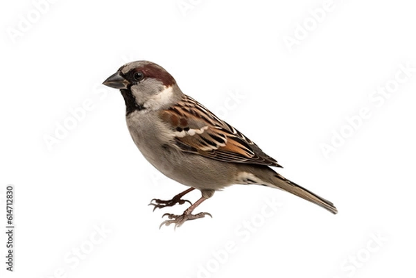 Fototapeta close up sparrow isolated on transparent background generative Ai.
