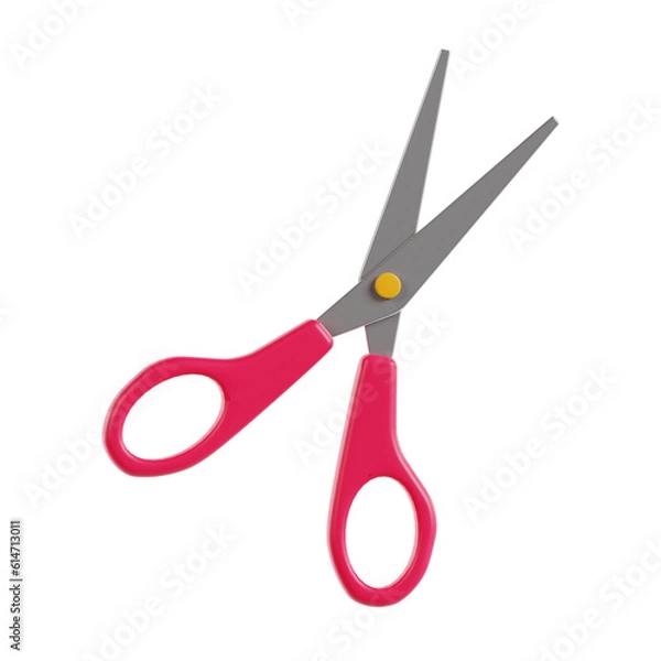 Fototapeta 3d Scissors. icon isolated on white background. 3d rendering illustration