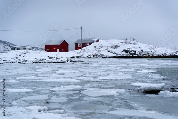 Obraz snowy day in norway tromso