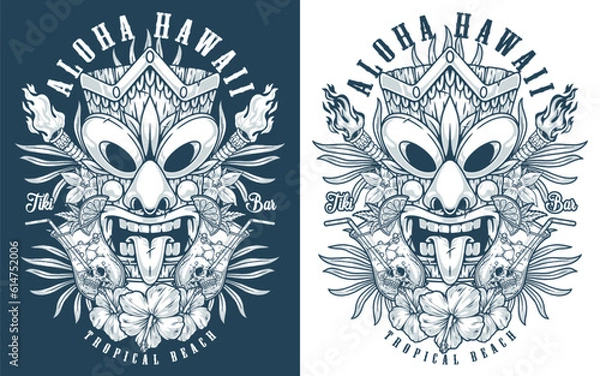 Obraz Aloha Hawaii beach monochrome flyer