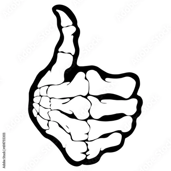Obraz Skeleton Hand With Thumb Up Gesture Sign