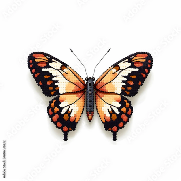 Fototapeta pixelated butterfly robot, futuristic animation, ai generated