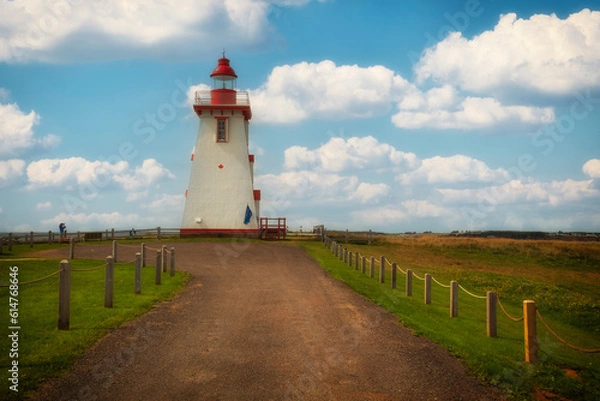 Fototapeta Path to the souris east lighthouse in prince edouard island