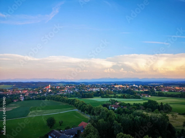 Fototapeta panorama of the alps from Ebersberg