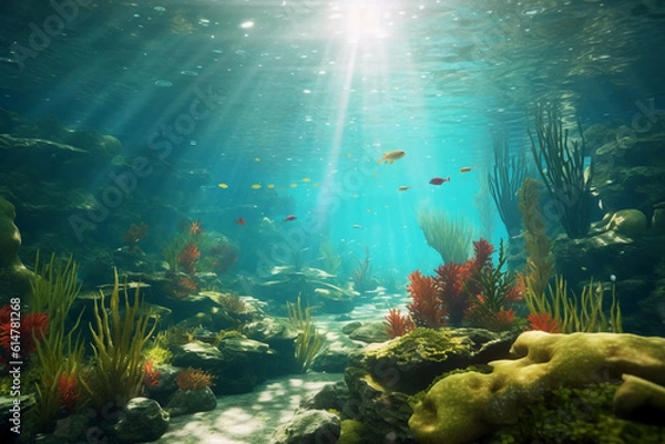 Fototapeta Underwater, no water in sight. AI generative