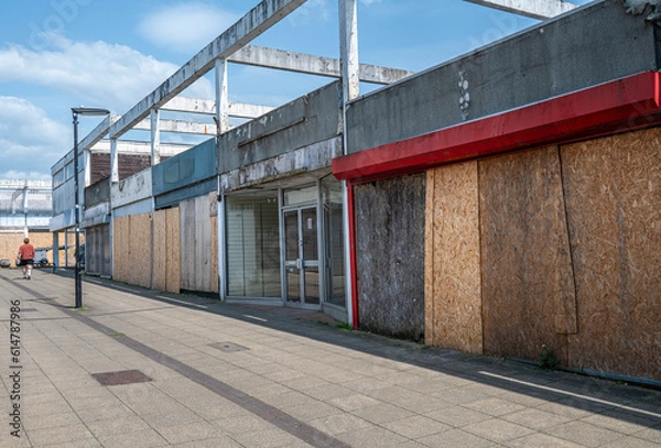 Obraz Run down and boarded up shopping precinct prior to being rejuvenated in an English town centre.