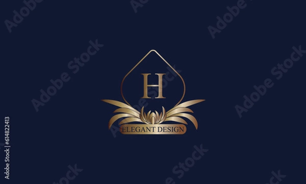 Fototapeta Letter H luxury logo. Monogram design elements, elegant template. Calligraphic elegant icon design. Business sign.