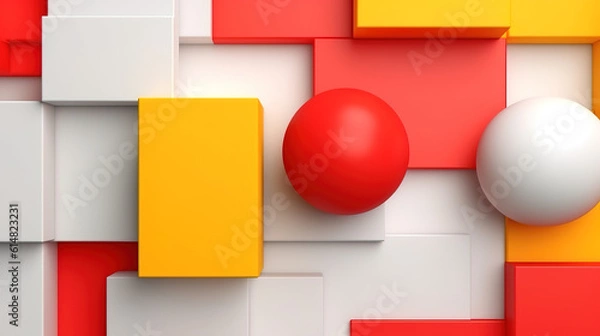 Fototapeta Minimal scene with geometrical forms in blue abstract background. Generative Ai