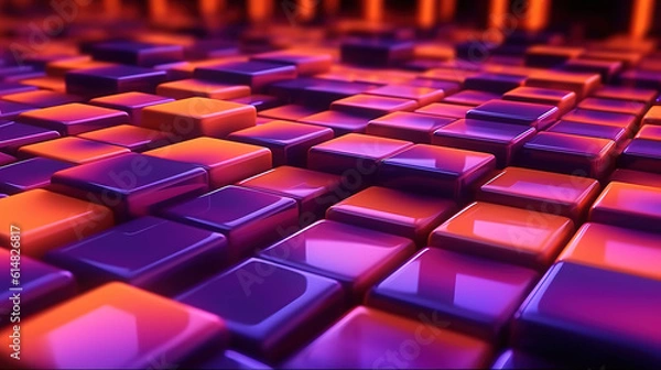 Obraz Futuristic multicolored glowing neon element. Sci fi abstract background. Generative Ai