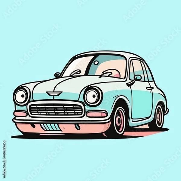 Obraz mini cooper car, cartoon,vector