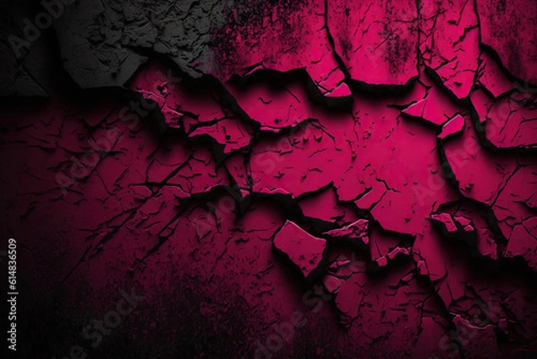 Obraz Rough Wall with Cracks, abstract grungy pattern, texture, grunge wallpaper, backdrop, background using Generative Ai technologie