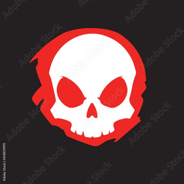 Fototapeta Red skull icon on black background. Vector illustration. 