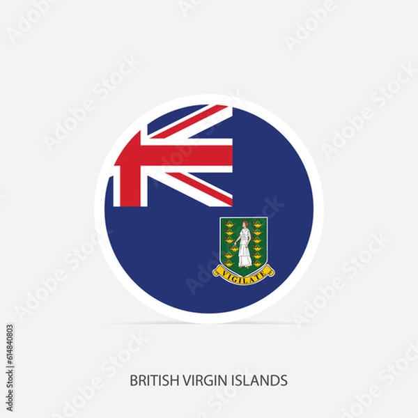 Fototapeta British Virgin Islands round flag icon with shadow.