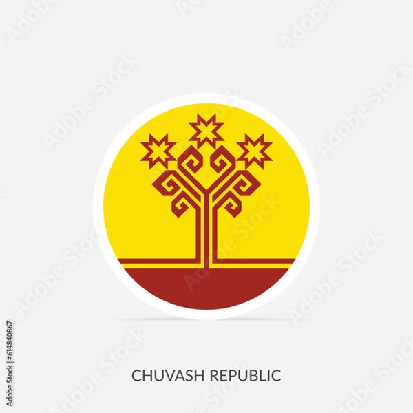 Fototapeta Chuvashia round flag icon with shadow.