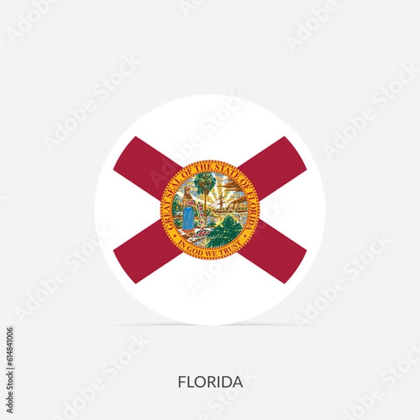 Fototapeta Florida round flag icon with shadow.