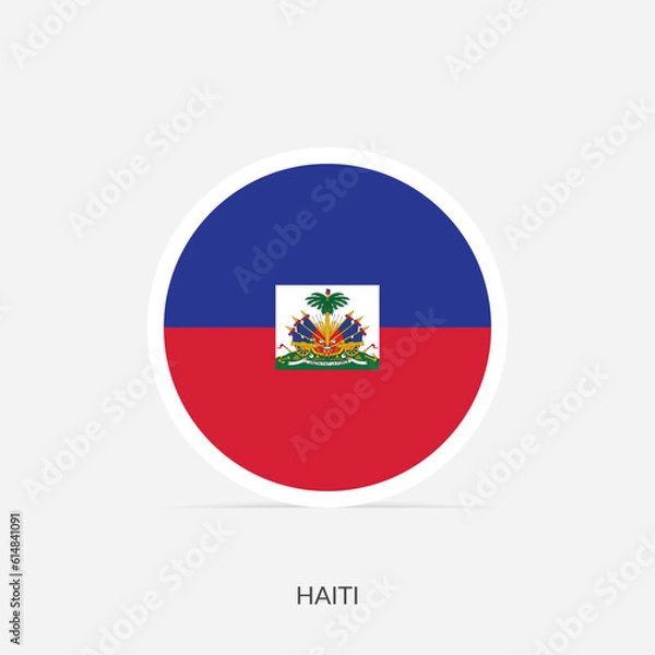 Fototapeta Haiti round flag icon with shadow.