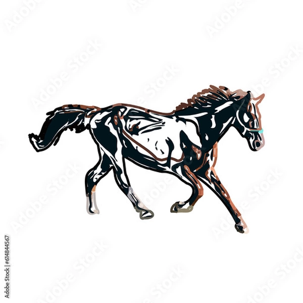 Fototapeta Color sketch of a horse with transparent background