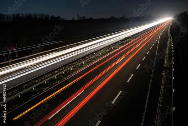 Fototapeta evening highway with long exposure at dark