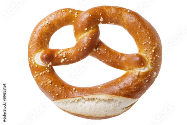 Fototapeta Bavarian pretzel isolated on transparent background, top view