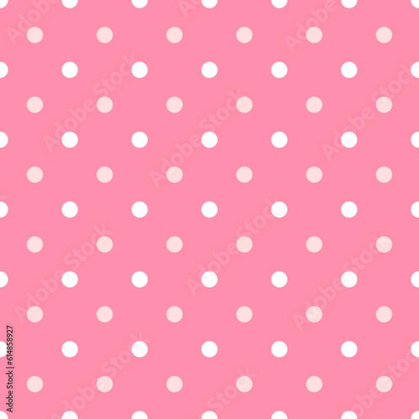 Obraz Pink and White Large Polka Dots Pattern Repeat Background