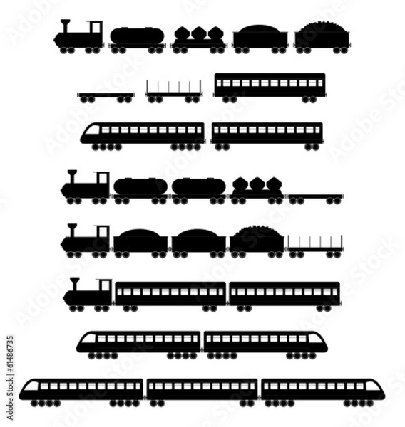 Fototapeta set of train vectors