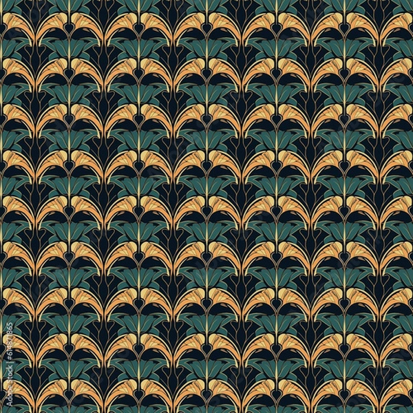 Fototapeta Seamless Art Deco, pattern, created with AI Generative Technology