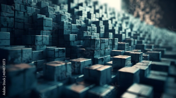 Fototapeta Technical background with constructed cubes. Generative AI