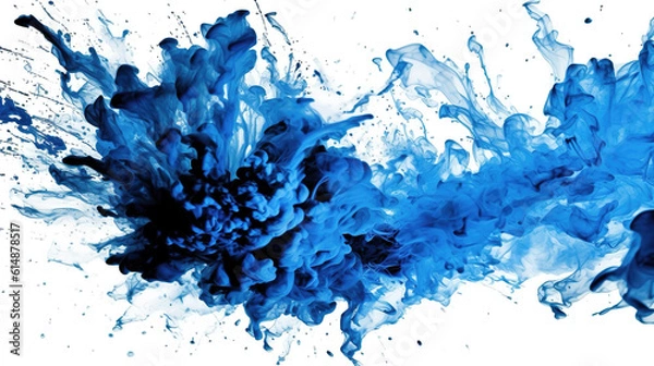 Obraz blue ink splash under water, background screen design, ai generated image