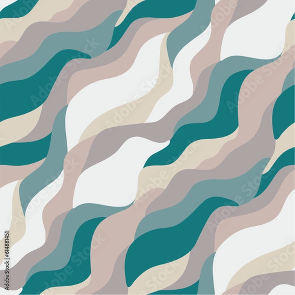 Fototapeta Abstract seamless pattern with diagonal wavy lines